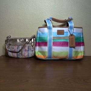 NEW Coach Watercolor Small Tote and Coach PopMadras Lrg Wrstlet (2 in 1)